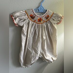Classic Whimsy Size 3 Months Adorable Smocked Baby Thanksgiving Romper